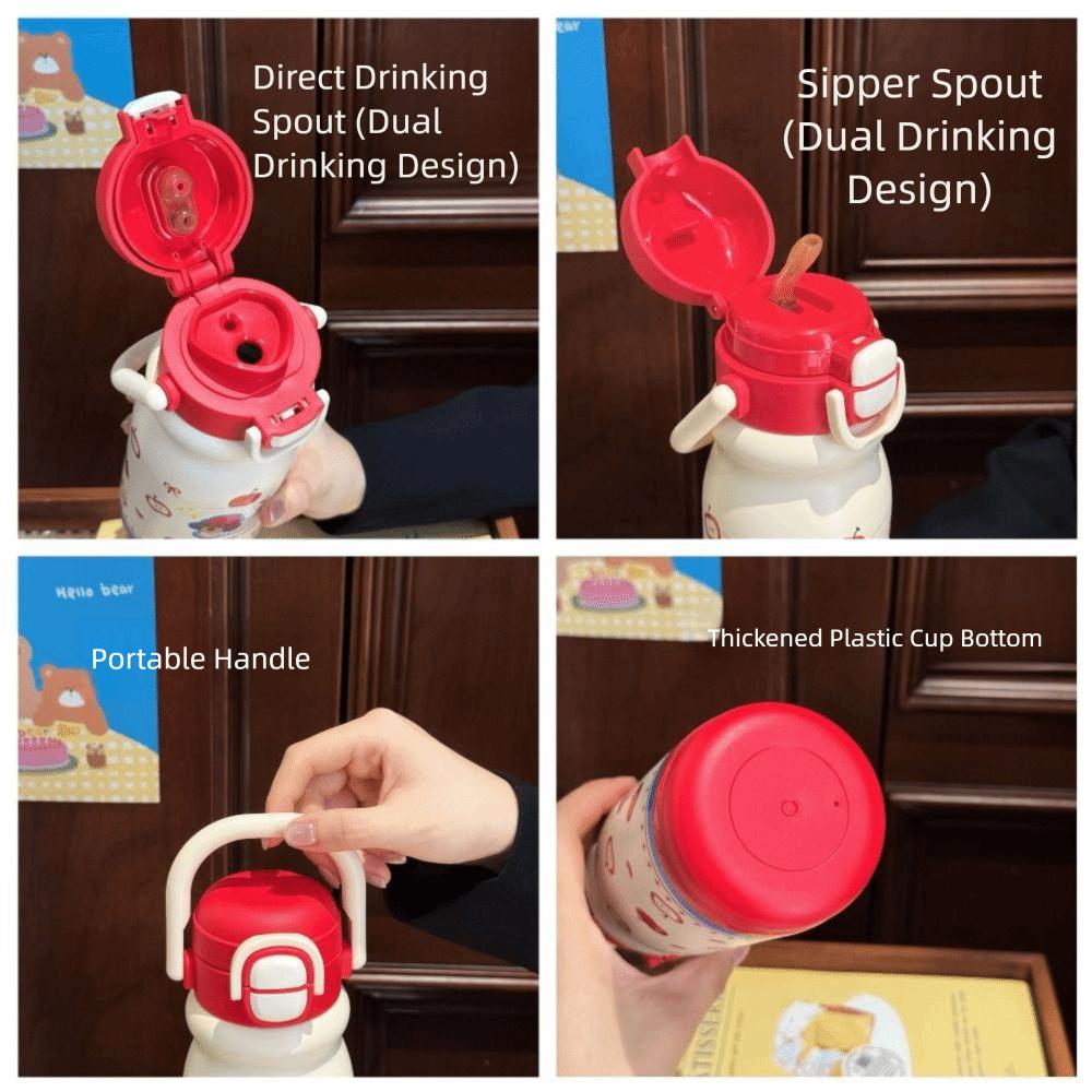 Insulation Or Cooling Vacuum Cup 500ML Straw Tumbler Cute Puppy Thermal Water Bottle