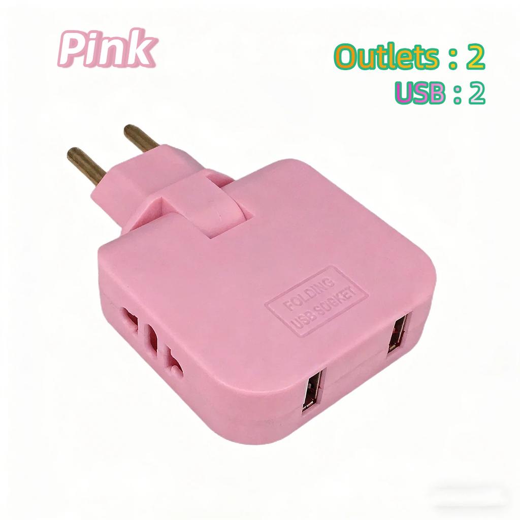European Standard Rotating Plug Adapter – 180° Rotatable Multi-Outlet Extension Socket Cordless, Lightweight & Portable