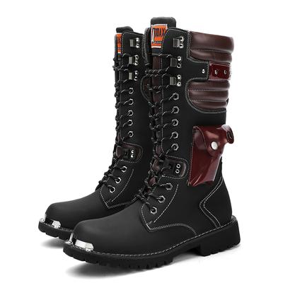Black Punk Ankle Boots Men Trend Large Size 46 British Style Boots Men Outdoor New Casual High Top Mid-Calf Motorcycle Shoes Men