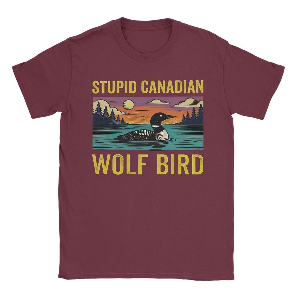 Stupid Canadian Wolf Bird Loon Lover Heated Rivalry T Shirt Summer Trending TShirts Unisex Cotton Oversized ShortSleeve Tops