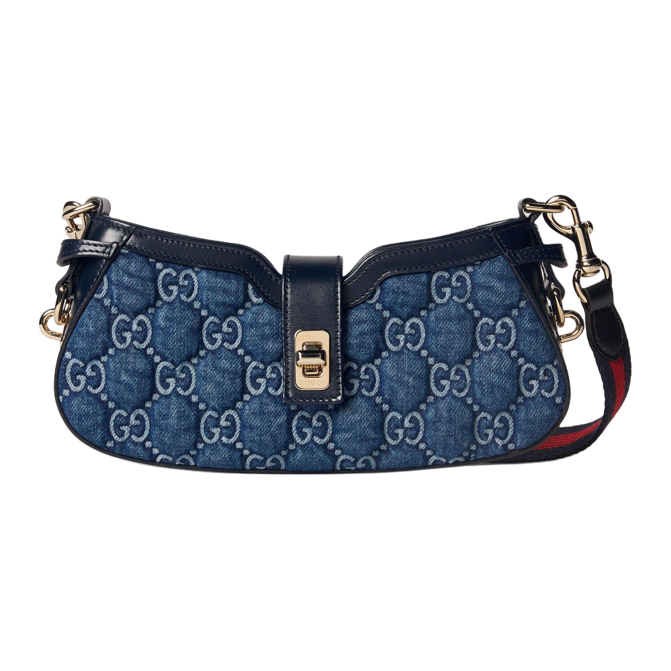 

Gucci Moon Side Series Detachable Shoulder Strap Lockable Zipper Denim Tote Shoulder Bag Women bags Blue 786015-FADGO-4141 Basic Set (Bag+Dust Bag)