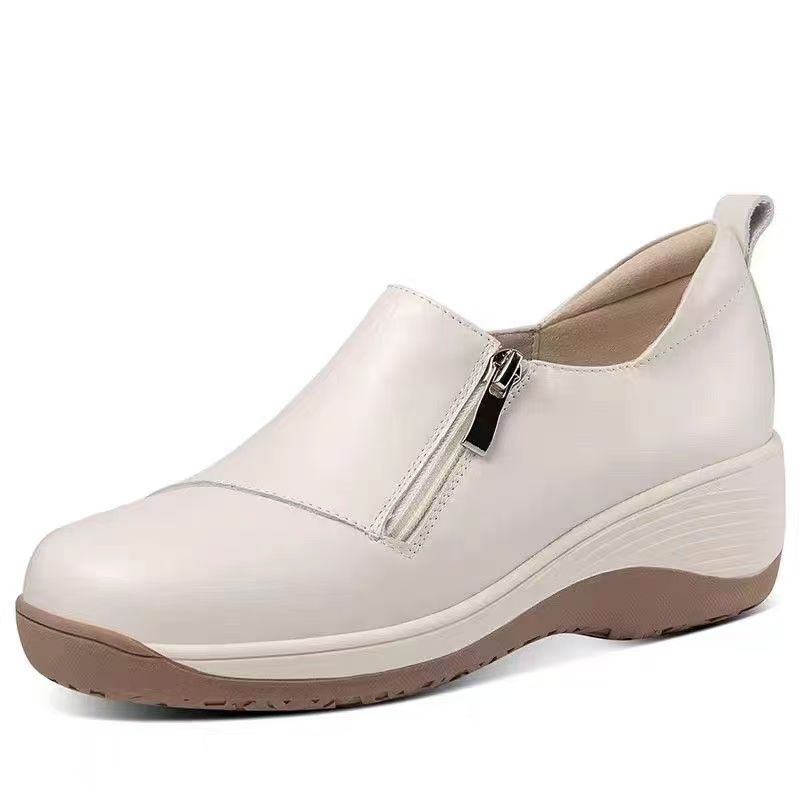 One-pedal shaking autumn casual soft leather comfortable thick-soled wear-resistant women's shoes single shoes women