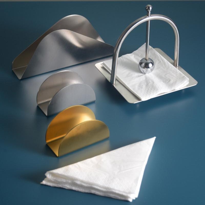 Elegant Stainless Steel Stoarge Stand Paper Towel Dispenser Tissue Holder Rack for Office Desk Dining Table