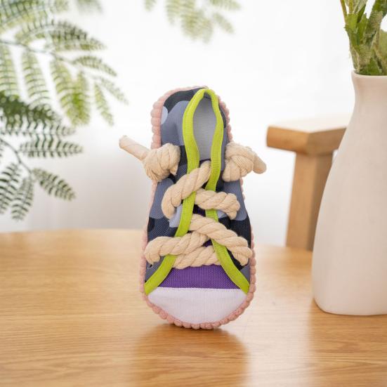 Yousheng Canvas Quietschie Hundespielzeug Pantoffel-förmiges Kauspielzeug für Welpen Kleine Hunde Bissfest Geräuscherzeugend Welpenspielzeug zur Zahnpflege Angstlinderung