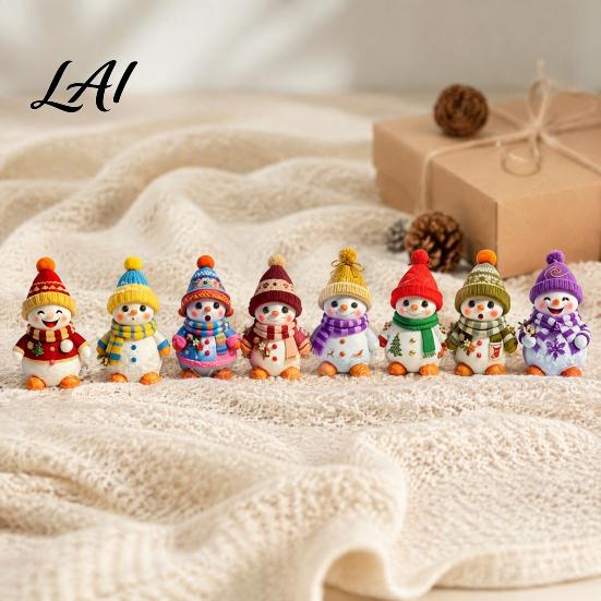 Seasonal Tree Accessories 16PCS Wooden Christmas Snowman Pendants Colorful 2D Flat Hanging Ornaments Decorations Knitted Hats And Scarves