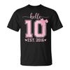 Hello Ten Est 2016 10Th Birthday Coquette Bow 10 Year Girl T-Shirt