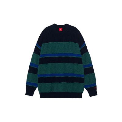 Li Ning Color Block Striped Loose Fit Crew Neck Sweater Unisex Sweater Green AMBR060-4