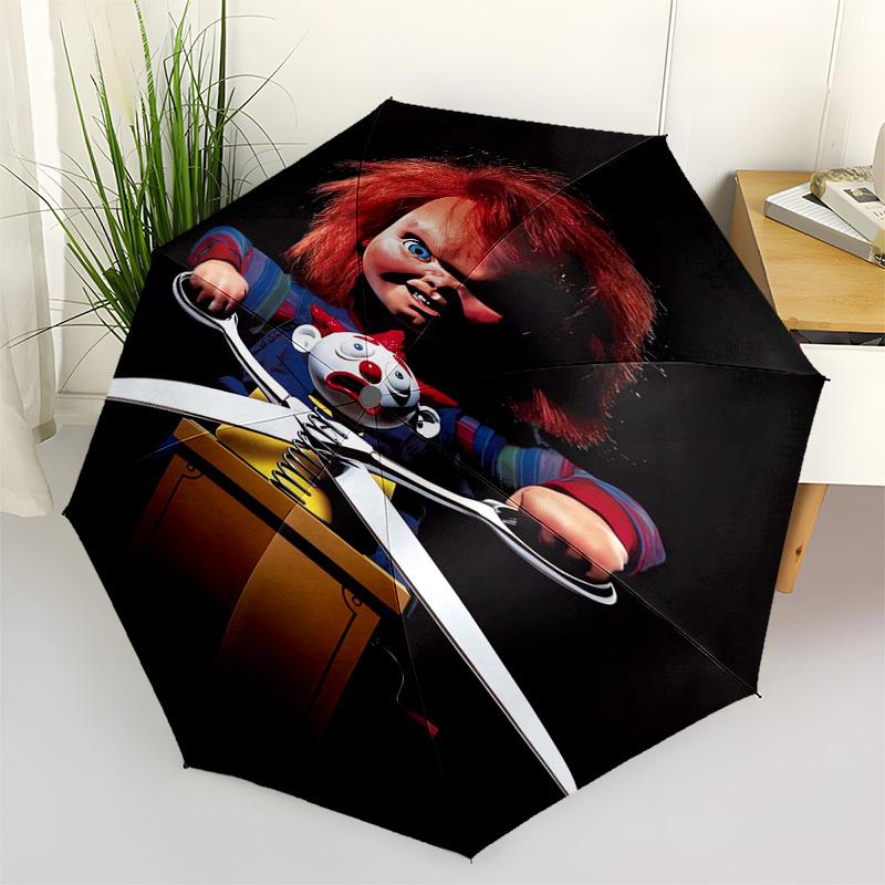 

Chucky, Horror Themed Automatic Opening and Closing Umbrella, Compact Travel Umbrella, Lightweight and Portable, Suitable for Beach Commutin