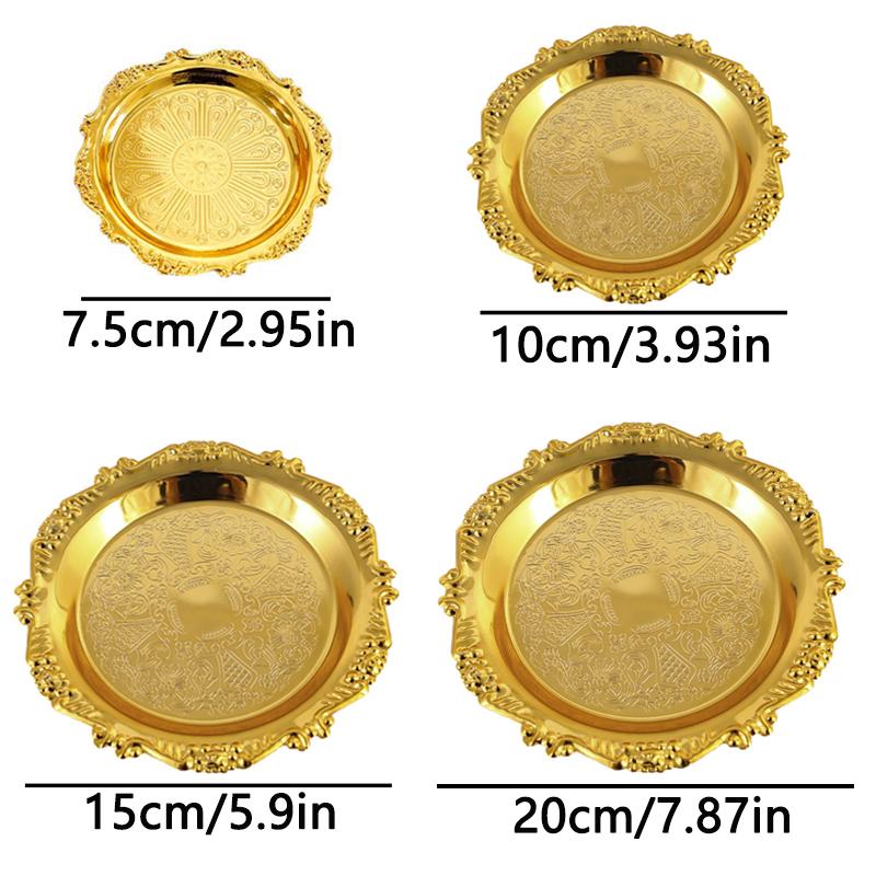 Retro Luxury Silver Plated Plates Cake Dessert Tray Perfume Key Candle Organizer Tray Home Hotel Supplies