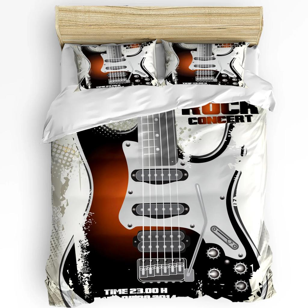 Rock Music Guitar Duvet Cover Bed Bedding Set For Double Home Textile Quilt Cover Pillowcases Bedroom Bedding Set (No Sheet)