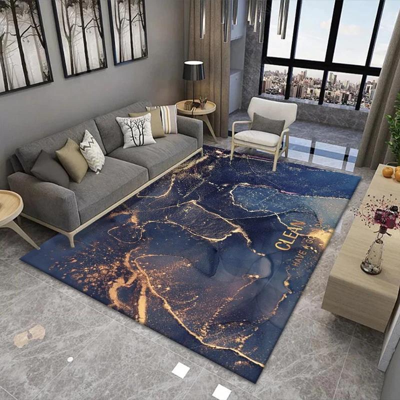 Nordic Light Luxury Marble Living Room Carpet Bedroom Art Abstract Bedside Carpets Kitchen Non-slip Balcony Study Rugs Porch Mat