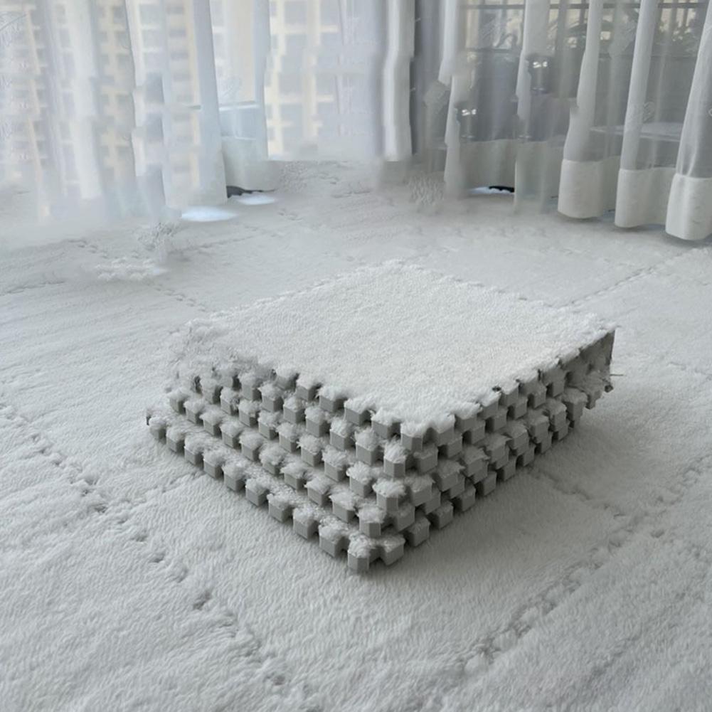Color Blocking Design Foam Floor Tiles Plush Foam Mat Easy To Clean