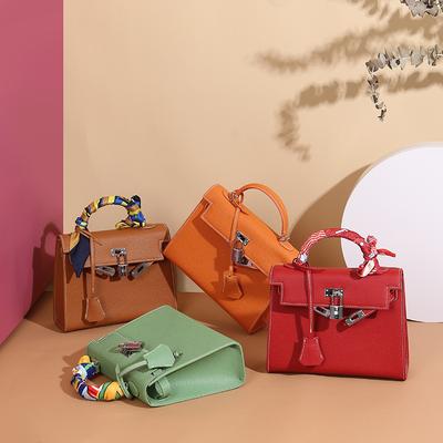 Hand Print Bag Fashion Star The Same Leather Cowhide Generation Sewn Platinum Shoulder Bag For Women