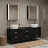 5 Piece Bathroom Furniture Set Black Oak Engineered Wood and Glass