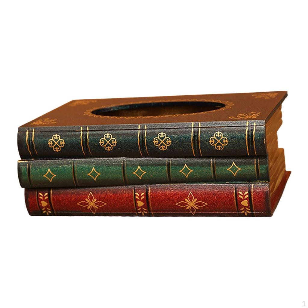 Pudełko na chusteczki w stylu antycznej książki 10x5,7x4 cala do użytku samochodowego, akcesorium, ręcznie robione