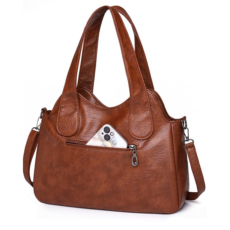 Frauen PU Leder Große Kapazität Schulter Tasche Damen Vintage Schulranzen Taschen 2025 Sommer Designer Handtasche Tote Umhängetasche