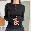 Women's Spring Casual Solid Color Round Neck Hollow Bow Knit Top