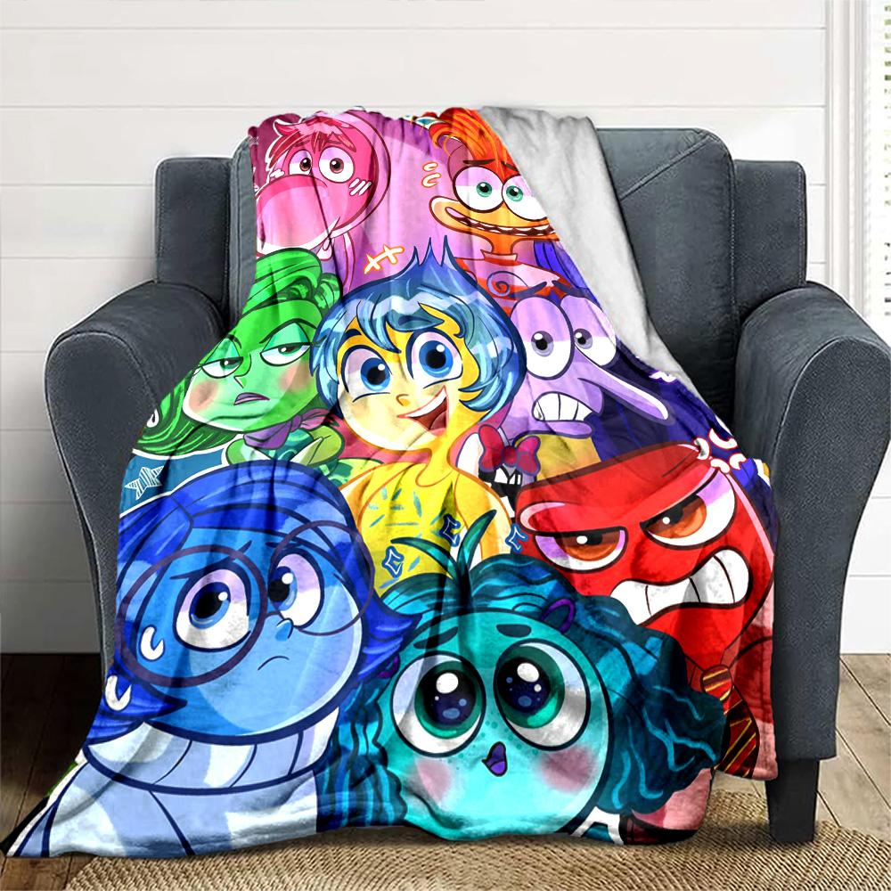 Colorful Emotions Characters Flannel Blanket Super Soft Warm Cozy Blanket For Sofa Bed Office Travel Allseason Home Decor Gift