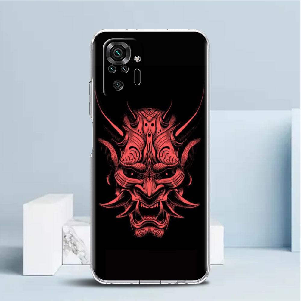 Custodia Maschera Oni Samurai Per Xiaomi Redmi Note 11 Pro 10 9 9S 8 8T 7 9A 9C 9T 10 10C K40 Cover Morbida Trasparente in TPU per Telefono