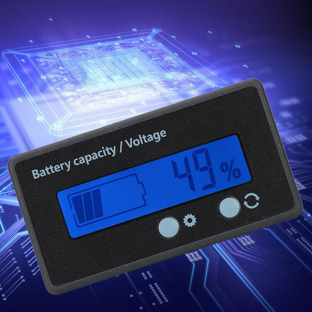 GY6GS PCB HTN Waterproof Battery Capacity Monitor Indicator LCD Display 1284V Blue