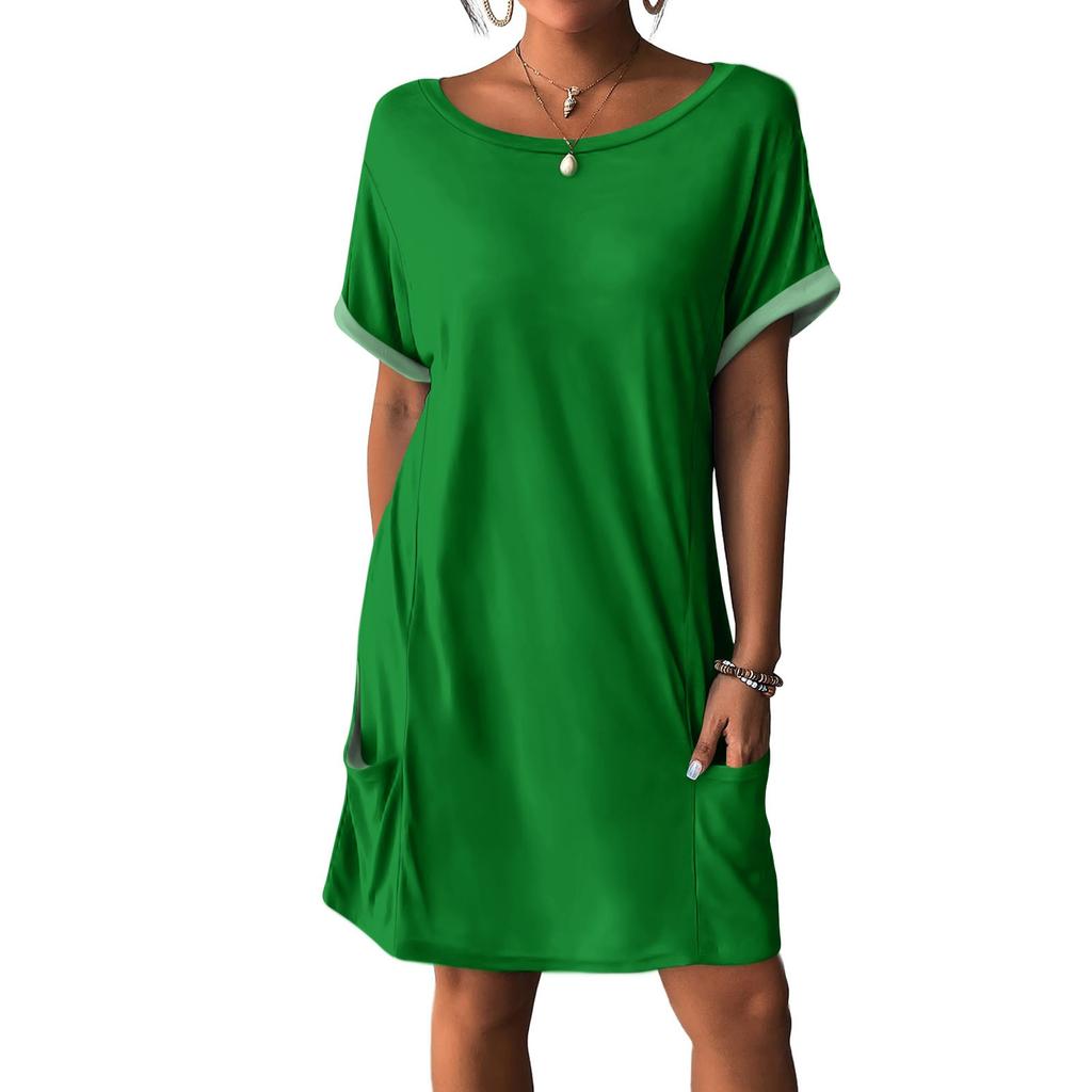 Women's Dresses T-Shirt Dresses With Pockets Solid Color Casual Beach Dresses