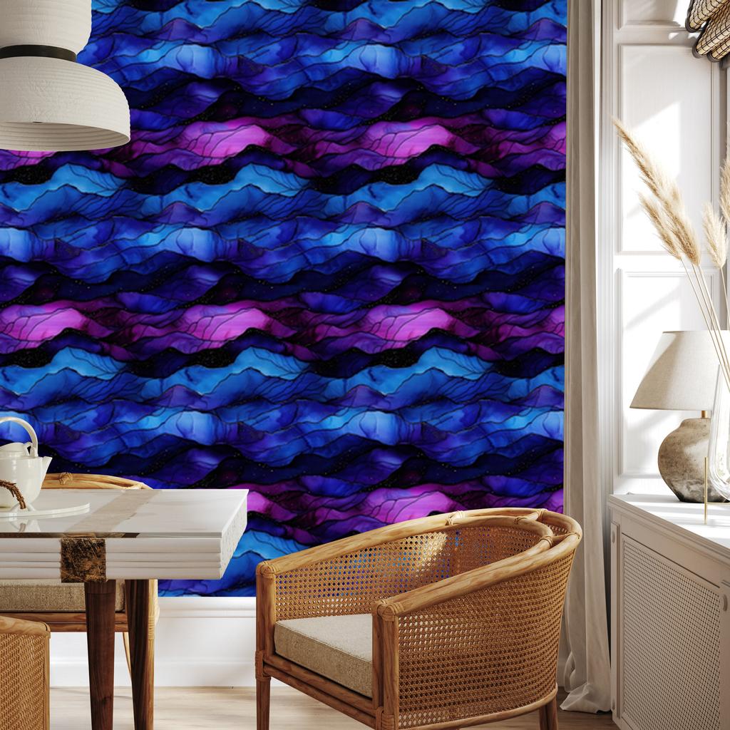 Wallpaper Ink blue, navy blue, black and purple 50x1000