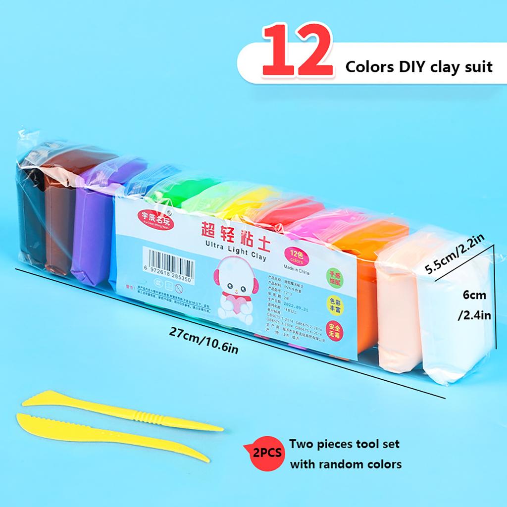 12 Color Ultra Light Clay Handmade Diy Children'S Toy Space Mud Colored Clay