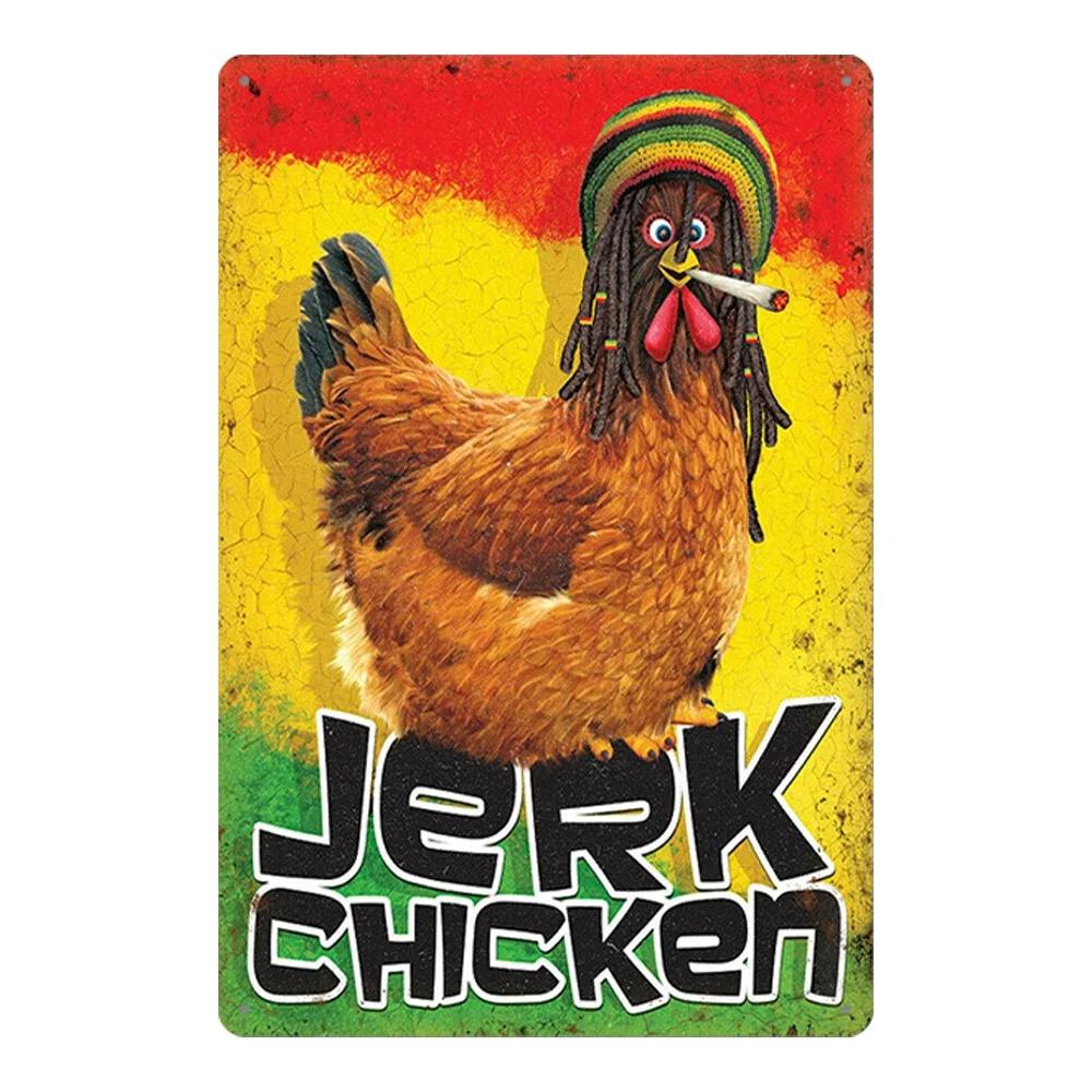 Vintage Chicken Metal Poster Tin Sign Rooster Hen Retro Plaque Plate Farmhouse Farm Wall Decor Retro Metal Poster Plaque