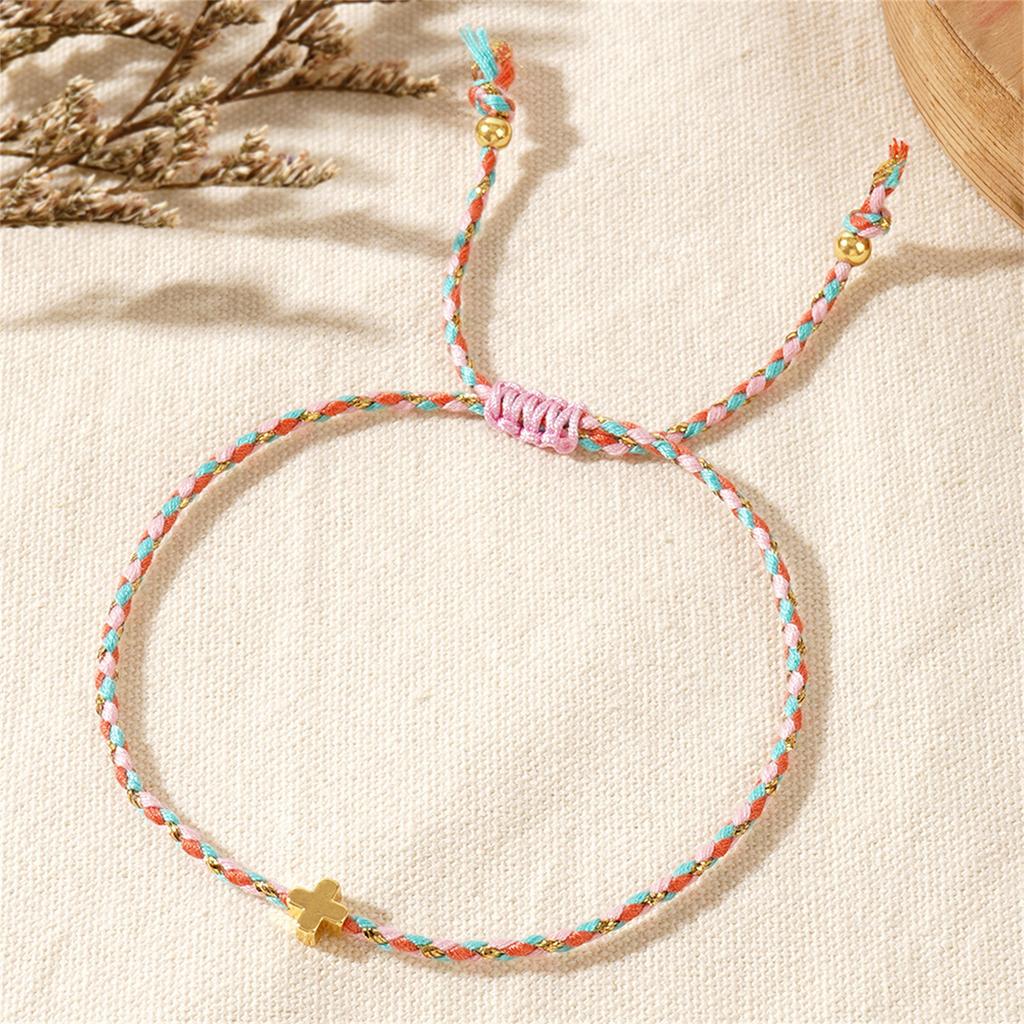 Multipurpose Bohemian Retro Styles Cotton Rope Crosses Bracelet Adjustable Multilayer Designs for Men and Women