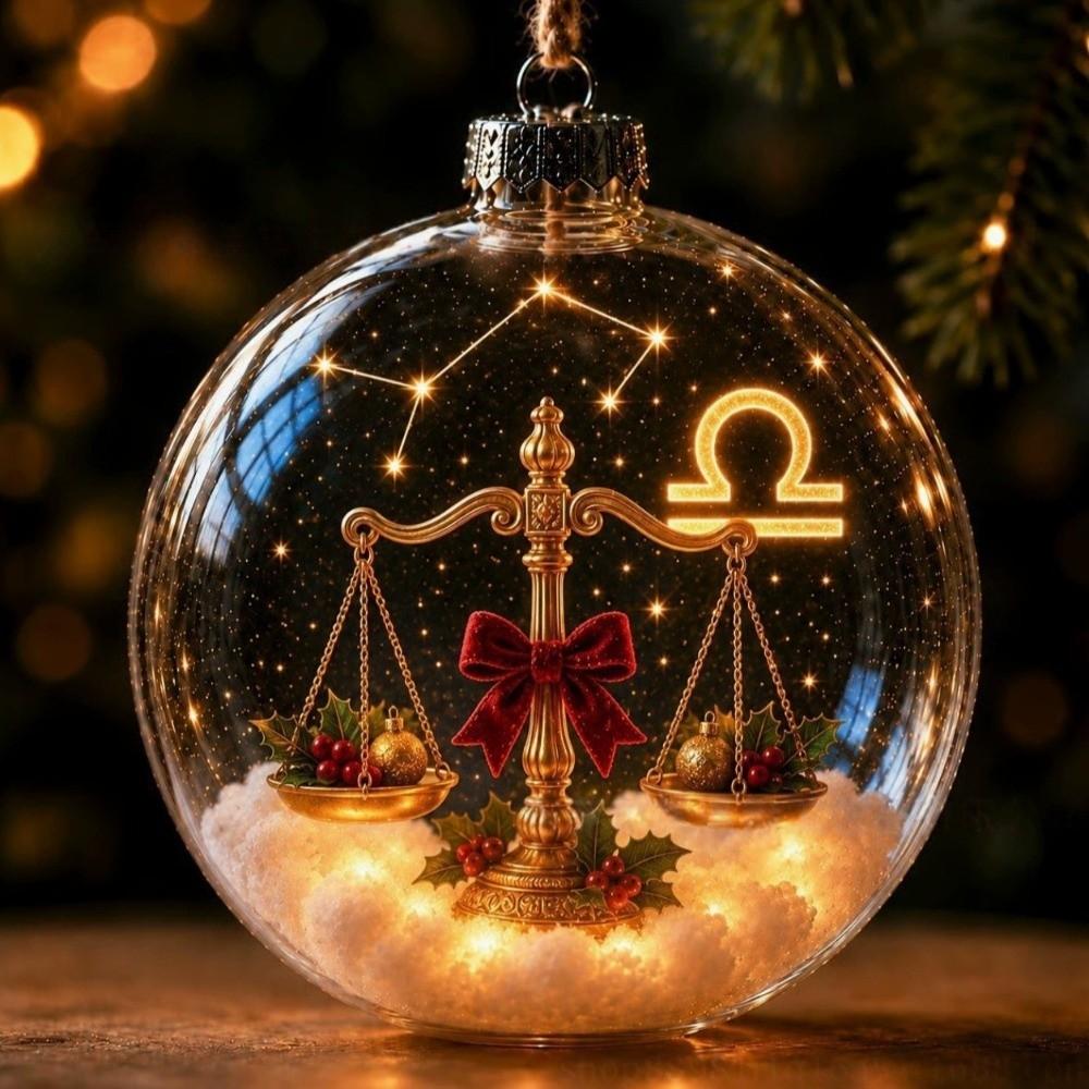 Clear Round Shape Zodiac Ball Ornament Warm Light Zodiac Hanging Decoration Christmas Tree Decor