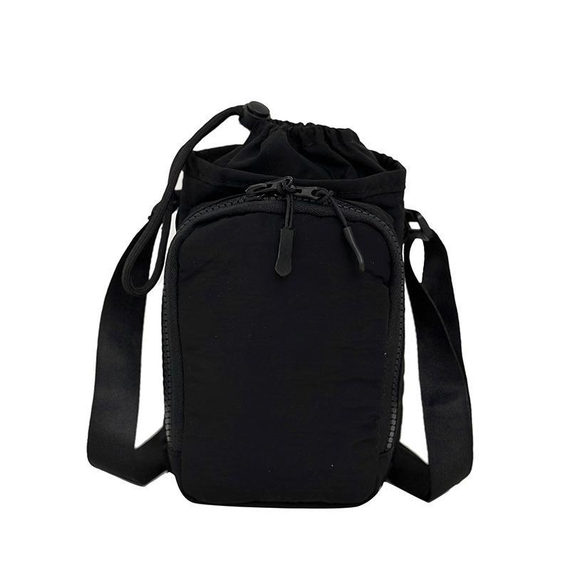 Nylon Water Bottle Sling Bag Lightweight Adjustable Strap Zipper Pouch Fits 12-40oz Bottles for Outdoor Walking Running