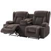 Loveseat Recliner Sofa, Power Reclining Couch with Heating & Massage, Suede Electric Recliner Sofa with Center Console, USB Ports, Cup Holders & Side
