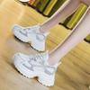 Genuine Leather Chunky Sneakers Women Flat Platform White Shoes Thick Sole 8cm Fashion Brand Ladies Sneakers