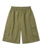 MOZMOZ Linen-Like Cargo Bermuda Wide Pants Khaki