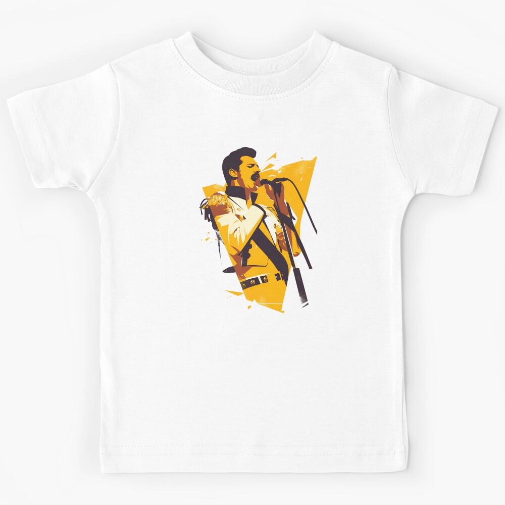 Iconic Vocalist - Yellow Backdrop - Rock Music Kids T-Shirt 170