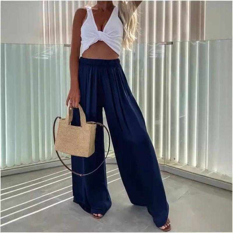 Loose Casual Pants2024 Fashion Autumn Women's Pocket Casual Wide Leg Best Selling Loose Casual Trousers Casual Trousers
