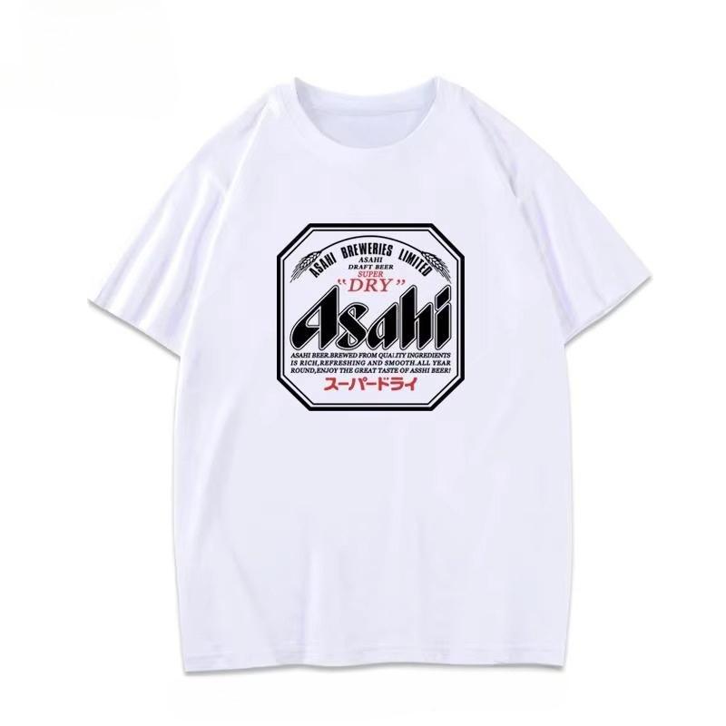 2025 Summer New Japan Asahi Beer T-shirt Asahi Japanese Beer Short-sleeved Japanese Loose Men and Women Couple Top