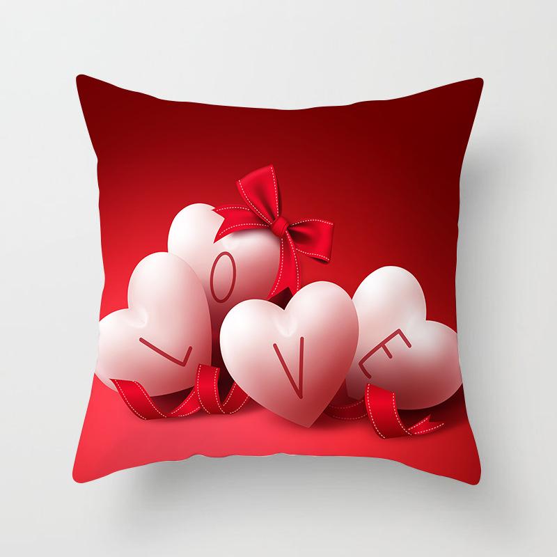 New Valentine'S Day Red Rose Pillowcase Creative Wedding Home Decoration Cushions Cover Heart Shaped Pillow Case