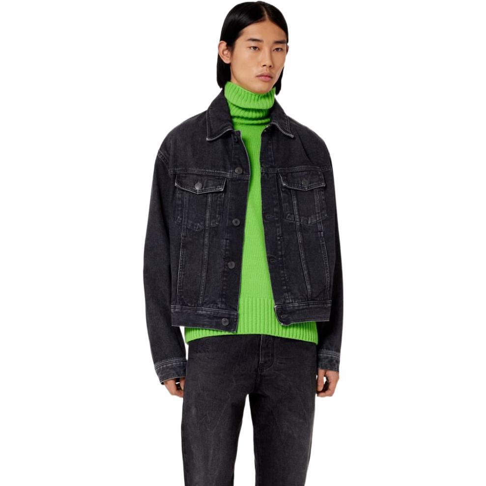 AMIPARIS Fw22 Lapel Single-Breasted Denim Long Sleeve Jacket Men Jackets Black HJK204.611-031