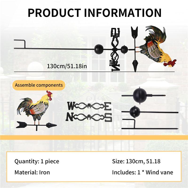 M-Modern-Metal Weather Vane With Rooster Ornament Wind Vane Weather Vain For Roof Weather Vanes For Roofs Rooster Weathervane