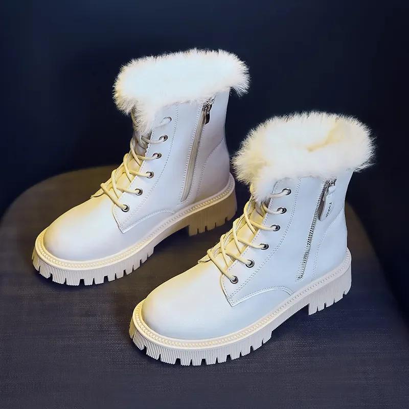 Fashion White Platform Boots Gothic Punk Shoes Women Winter Leather Booties Woman Fashion Designer Ankle Boots Botas Mujer
