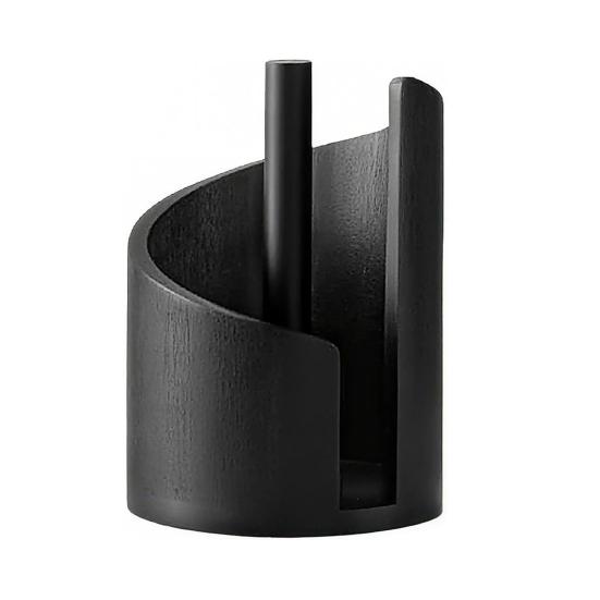 Mountain Paper Towel Holder Countertop with Wood Round Base And Iron Holder One-Hand Tearing Wood Paper Towel Holder for Kitchen Dining Room