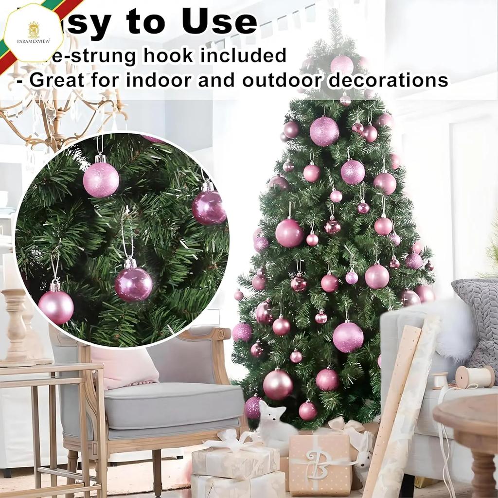 Christmas Ball Ornaments Shatterproof Plastic Decorative Hanging Balls for Xmas Tree Decorations Holiday Party Festive Decor
