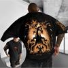 New Summer Men's Cotton T-Shirt Super Loose Charizard Printed Street Trend Casual Loose Fit Parent-child Top