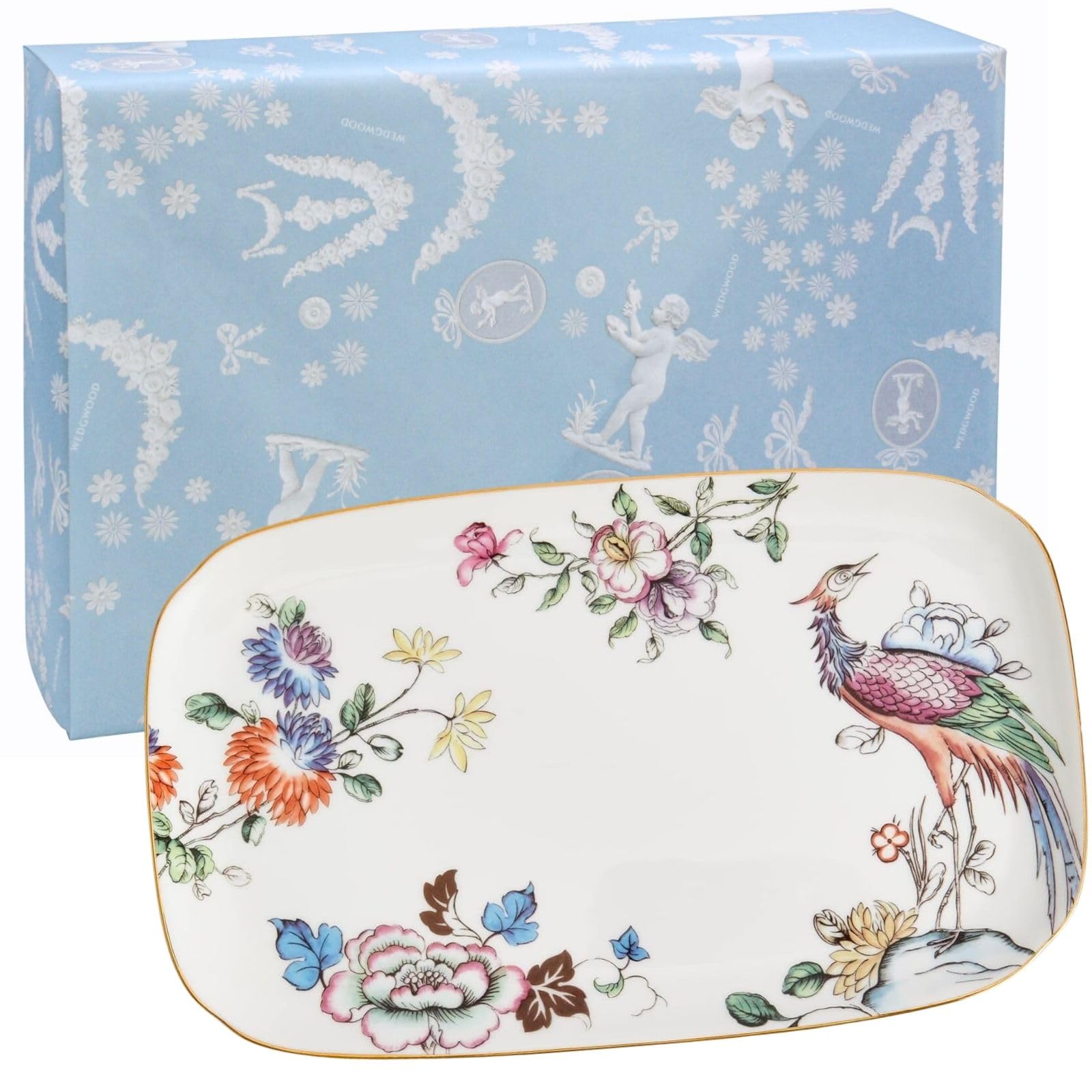 

Wedgwood Official Wedding Gift Wanderlust Fortune Sandwich Wedding Gift for the Bride and Officially Imported Wrapping Tray/Plate, 25x15cm,