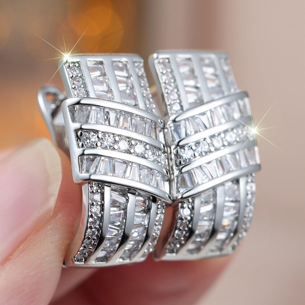 

Fashion Design Women s Hoop Earrings Luxury Cubic Zirconia Statement Female Earrings for Wedding Party Jewelry