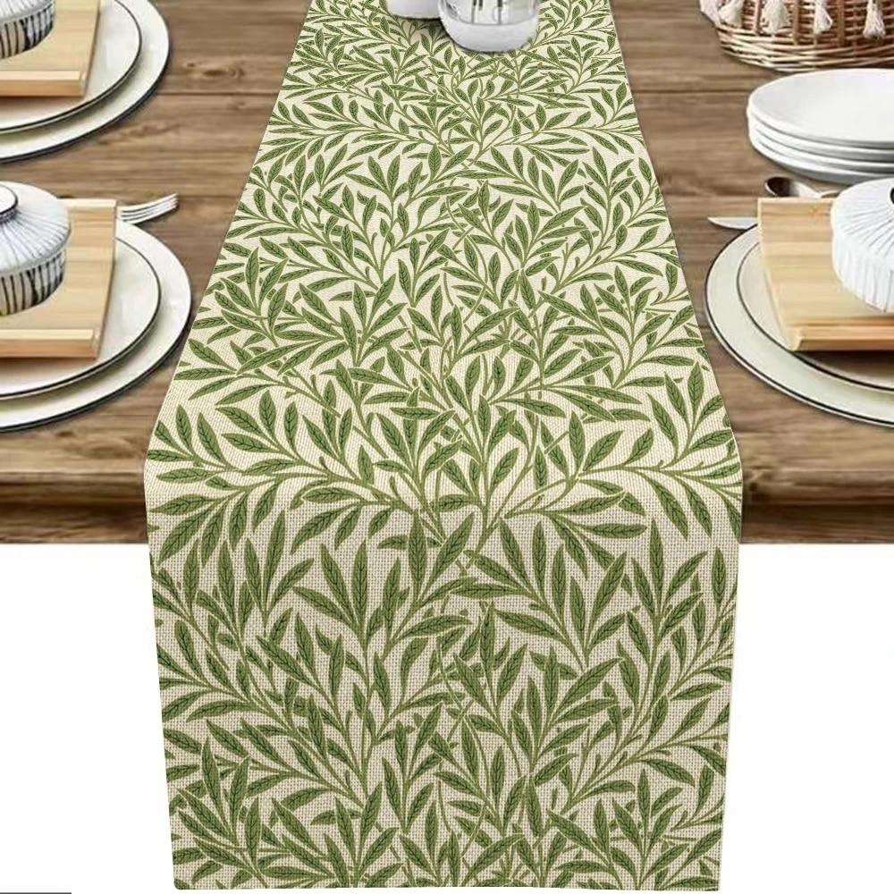 1pc William Morris Floral Table Runner, Vintage Flowers Dining TableKitchen Decoration, For Family Dining Table Vacation Party