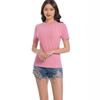 Womens Short Sleeve Cable Knit T Shirt Crewneck Casual Summer Basic Tee