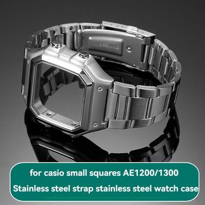 Stainless Steel Metal Case & Strap Set for Casio AE1200/AE1300 Watch | Mod Replacement Shell  | DIY Retro Digital Watch Upgrade