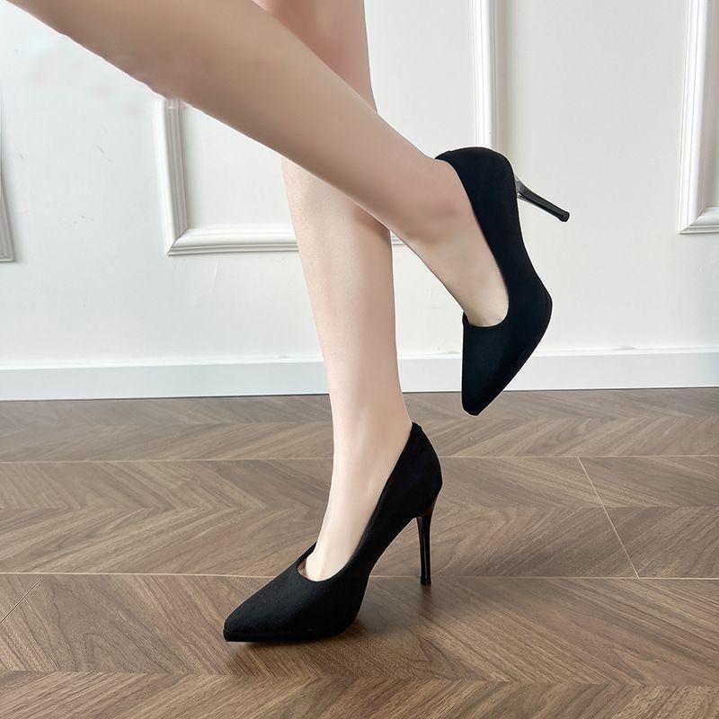 Shoes Women Are Not Tired of Feet Professional French Black Pointed Stiletto High Heels Summer and Autumn New Versatile and Comfortable